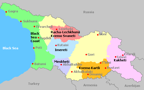 Map of the Wine Regions in Georgia