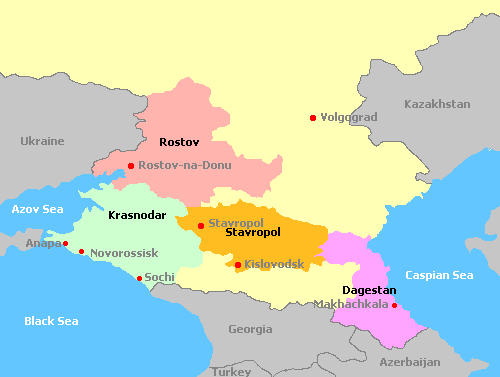 Map of the Wine Regions in North Caucasus