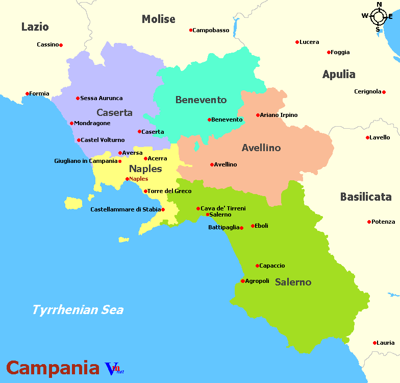 Map of Campania Italy
