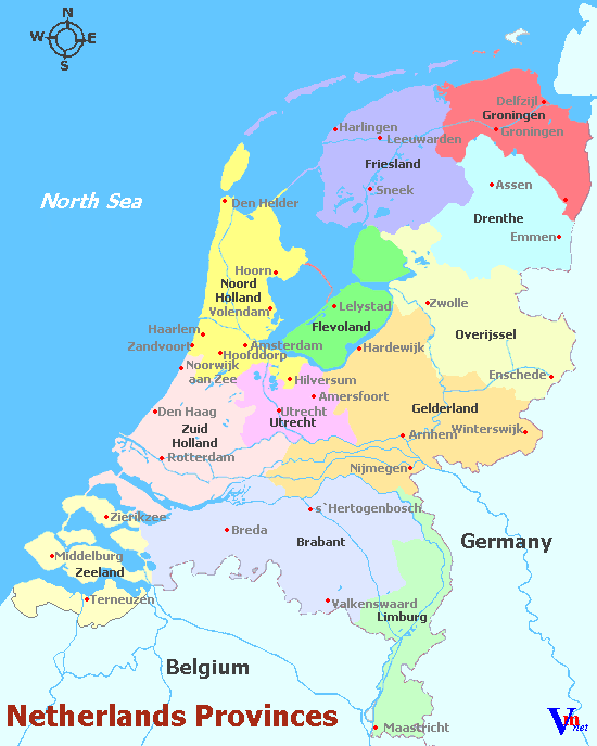 Map of Netherlands Netherlands Regions Map