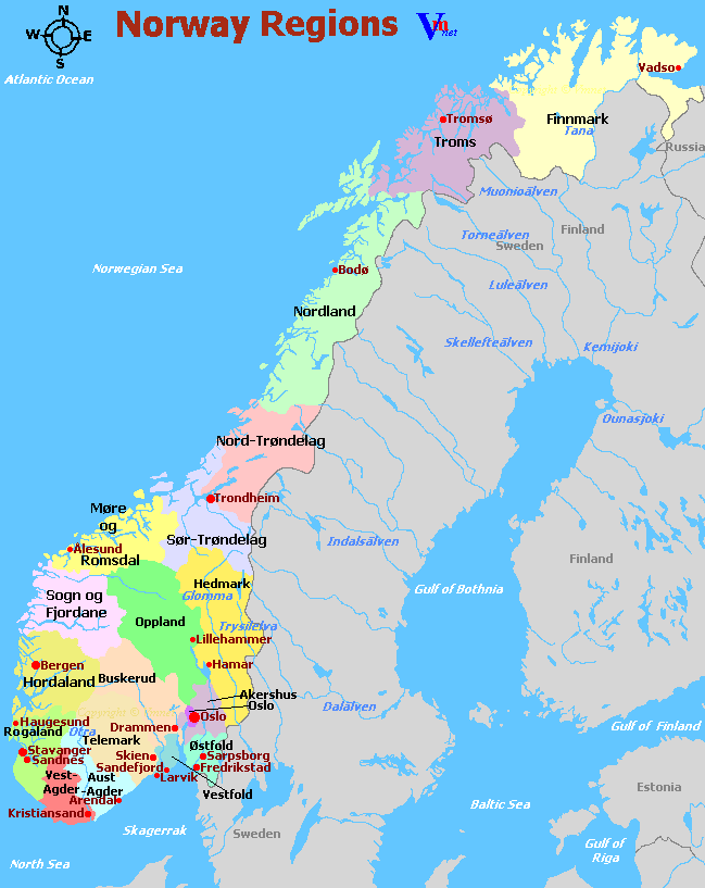 Norway regions map