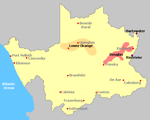 Map of Northern Cape's  Wine Region